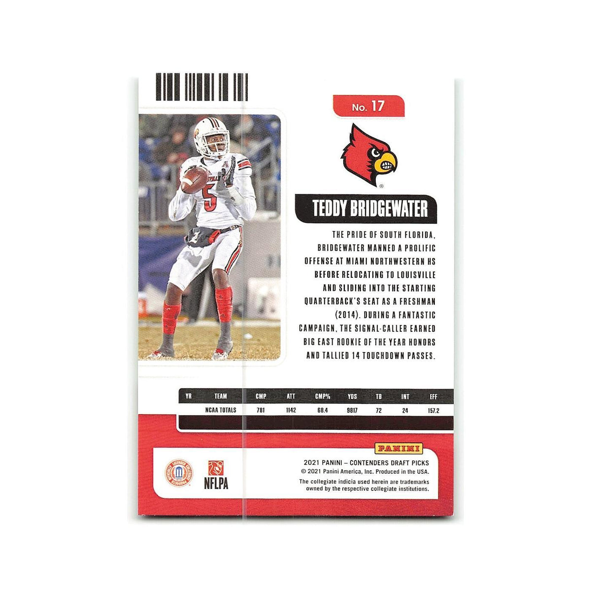Teddy Bridgewater 2021 Panini Contenders Draft Picks #17 Louisville Cardinals NM