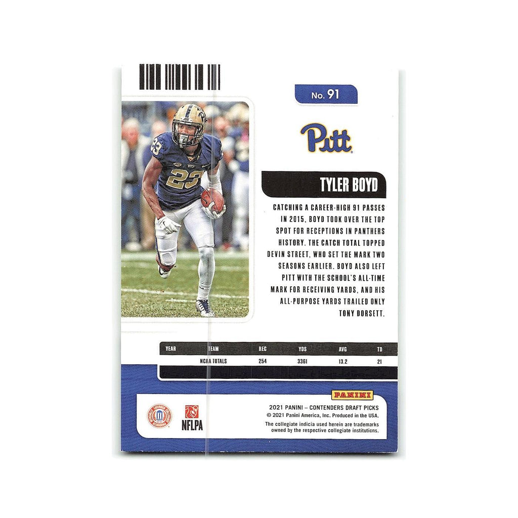 Tyler Boyd 2021 Panini Contenders Draft Picks #91 Pittsburgh Panthers NM