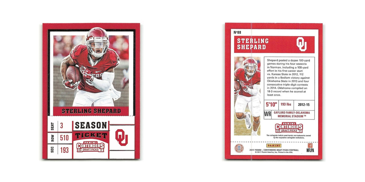 Sterling Shepard 2017 Panini Contenders Draft Picks #88 Oklahoma Sooners NM