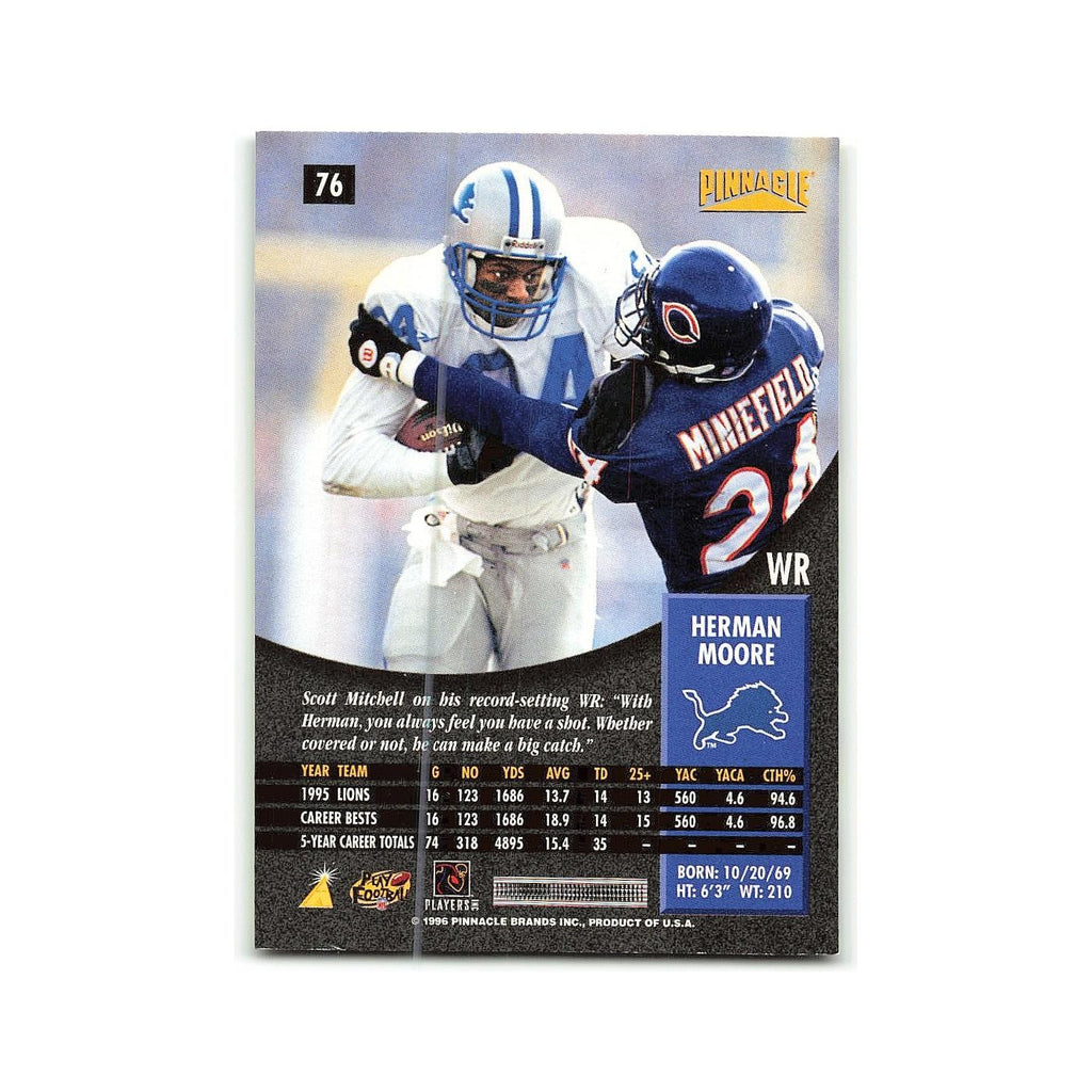 Herman Moore 1996 Pinnacle #76 Detroit Lions Football Card NM