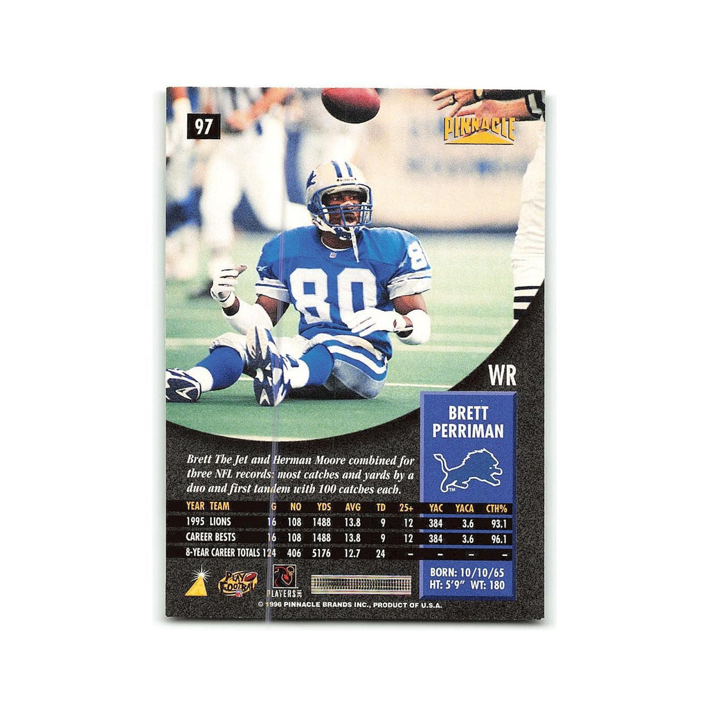 Brett Perriman 1996 Pinnacle #97 Detroit Lions Football Card NM