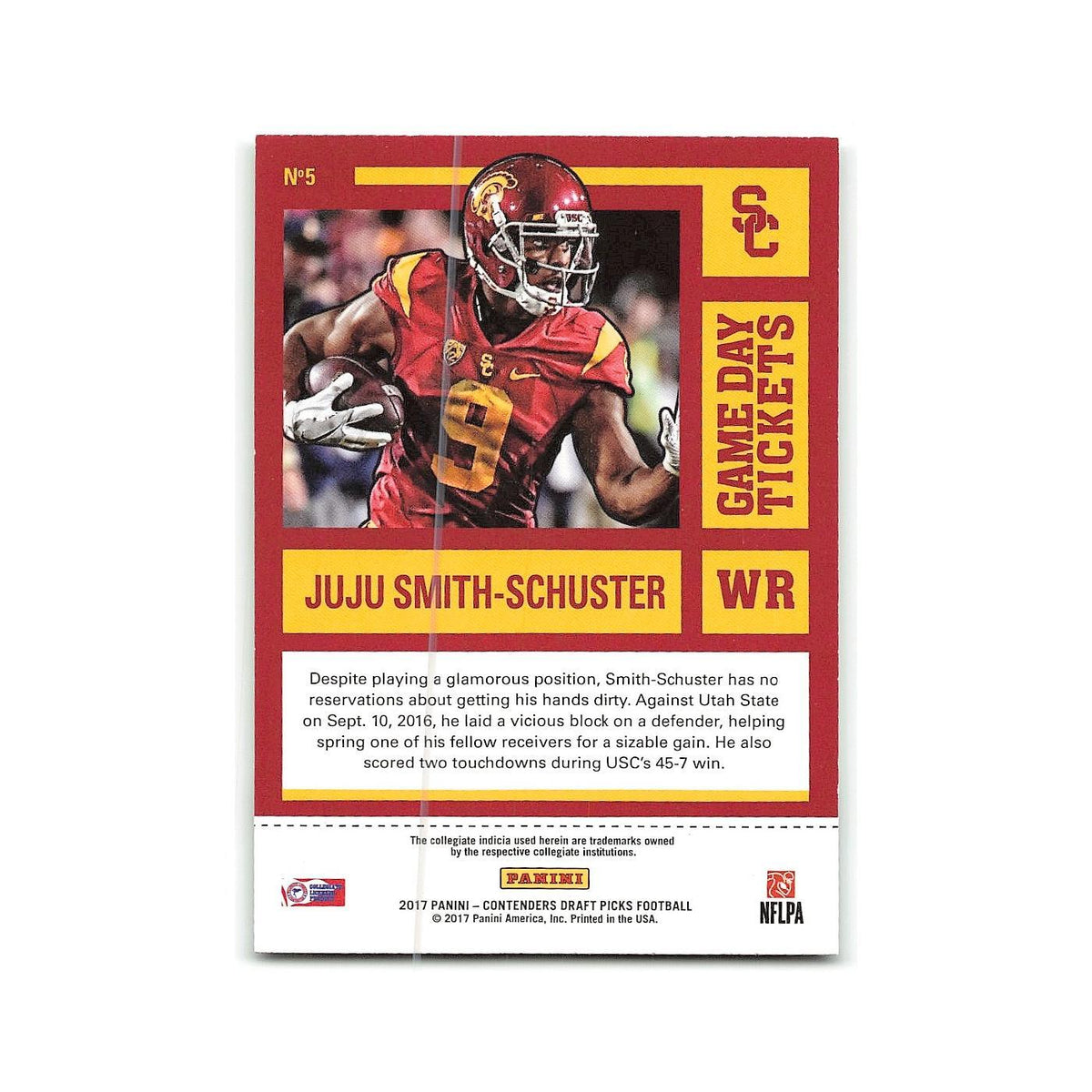 JuJu Smith-Schuster 2017 Panini Contenders Draft Picks Game Day Tickets #5 NM