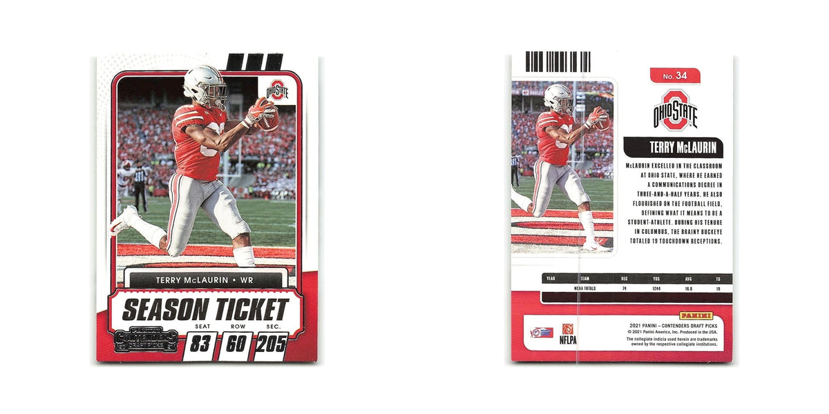 Terry McLaurin 2021 Panini Contenders Draft Picks #34 Ohio State Buckeyes NM