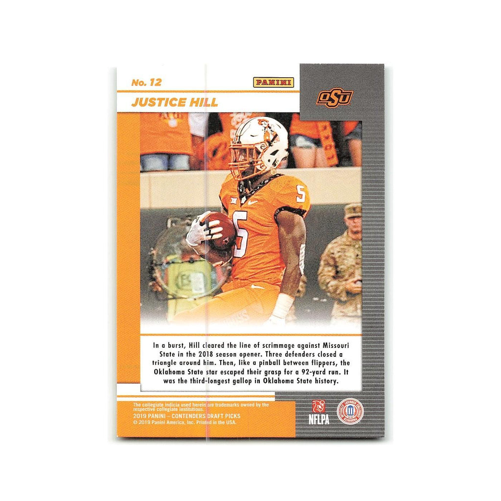 Justice Hill 2019 Panini Contenders Draft Picks #12 Oklahoma State Cowboys NM