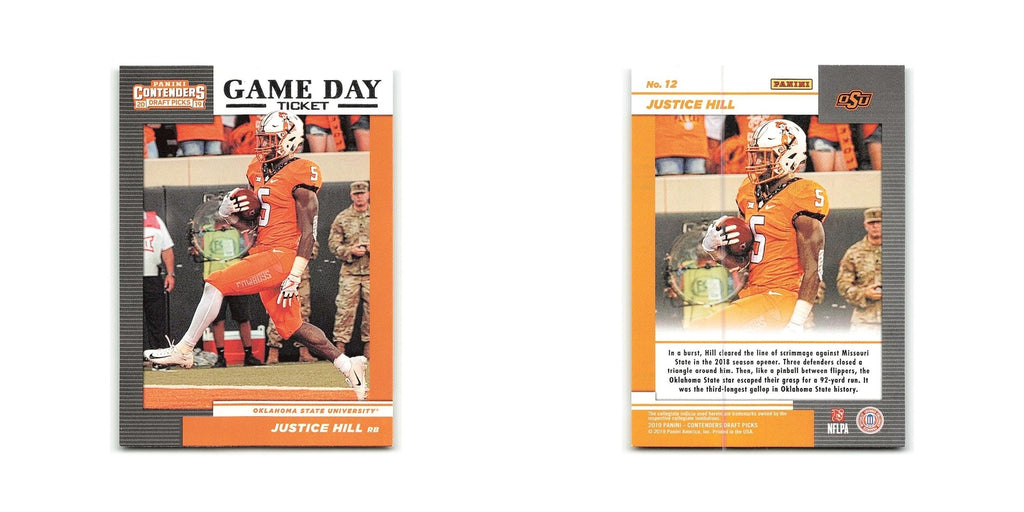 Justice Hill 2019 Panini Contenders Draft Picks #12 Oklahoma State Cowboys NM