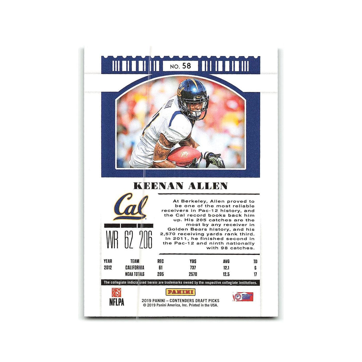 Keenan Allen 2019 Panini Contenders Draft Picks #58 California Golden Bears NM