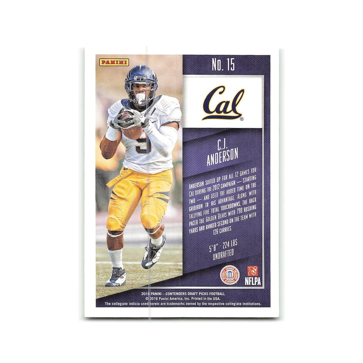 C.J. Anderson 2016 Panini Contenders Draft Picks #15 California Golden Bears NM