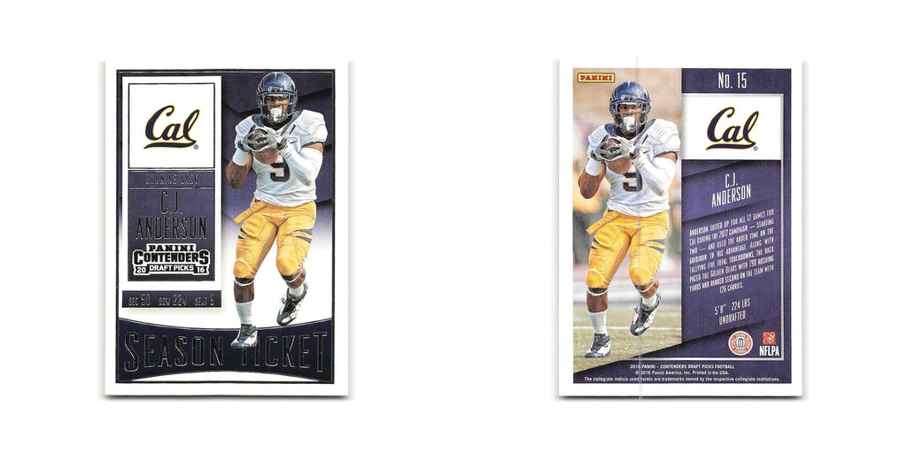 C.J. Anderson 2016 Panini Contenders Draft Picks #15 California Golden Bears NM