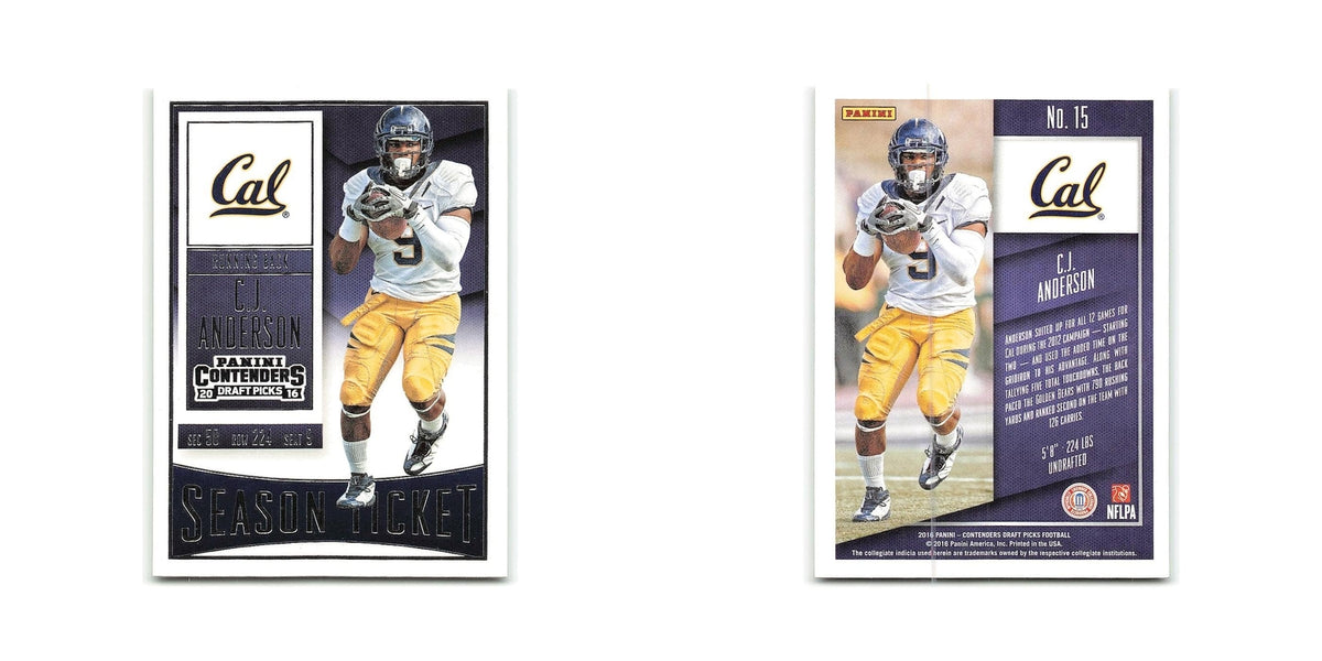 C.J. Anderson 2016 Panini Contenders Draft Picks #15 California Golden Bears NM