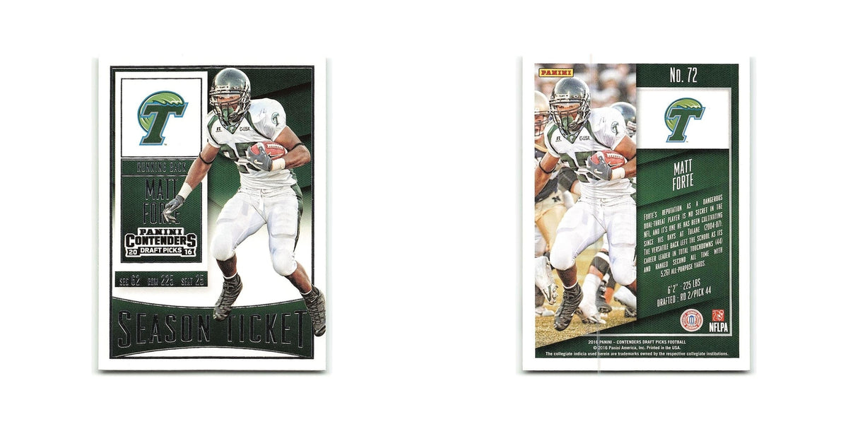 Matt Forte 2016 Panini Contenders Draft Picks #72 Tulane Green Wave NM