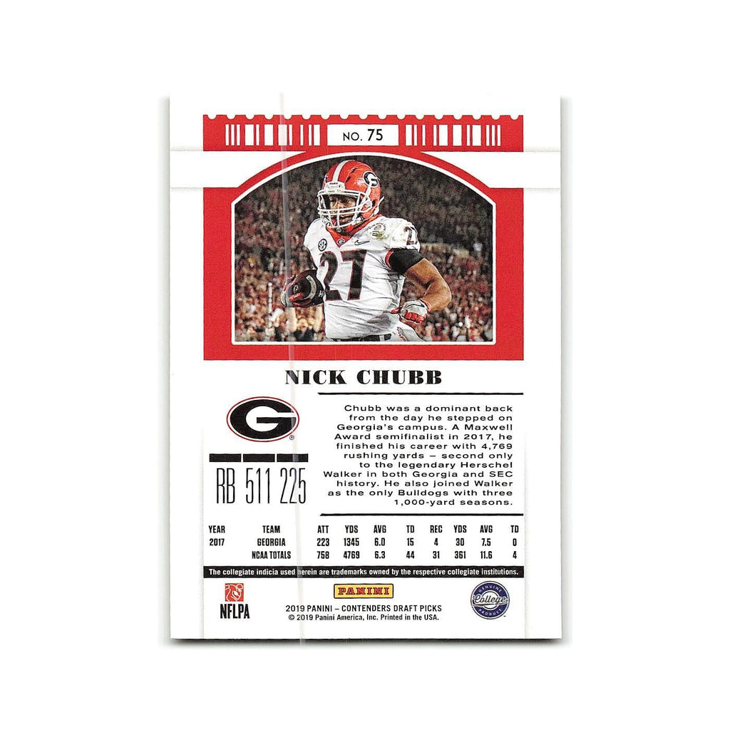 Nick Chubb 2019 Panini Contenders Draft Picks #75 Georgia Bulldogs NM