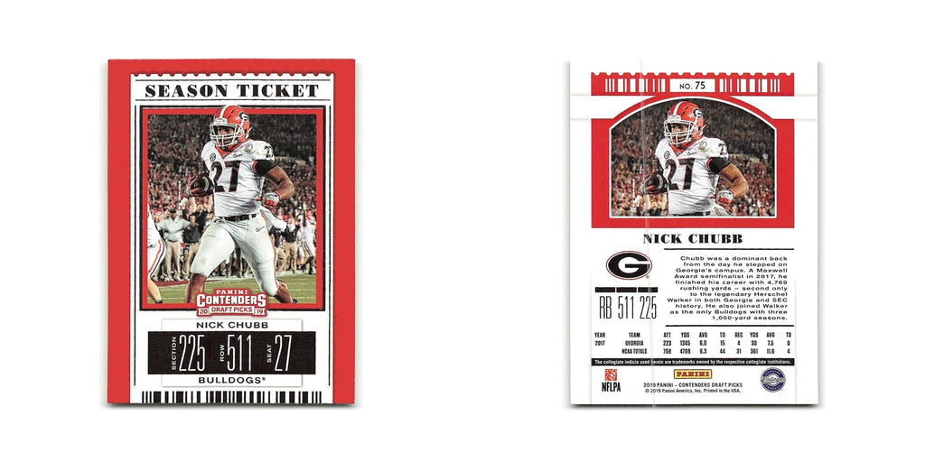 Nick Chubb 2019 Panini Contenders Draft Picks #75 Georgia Bulldogs NM