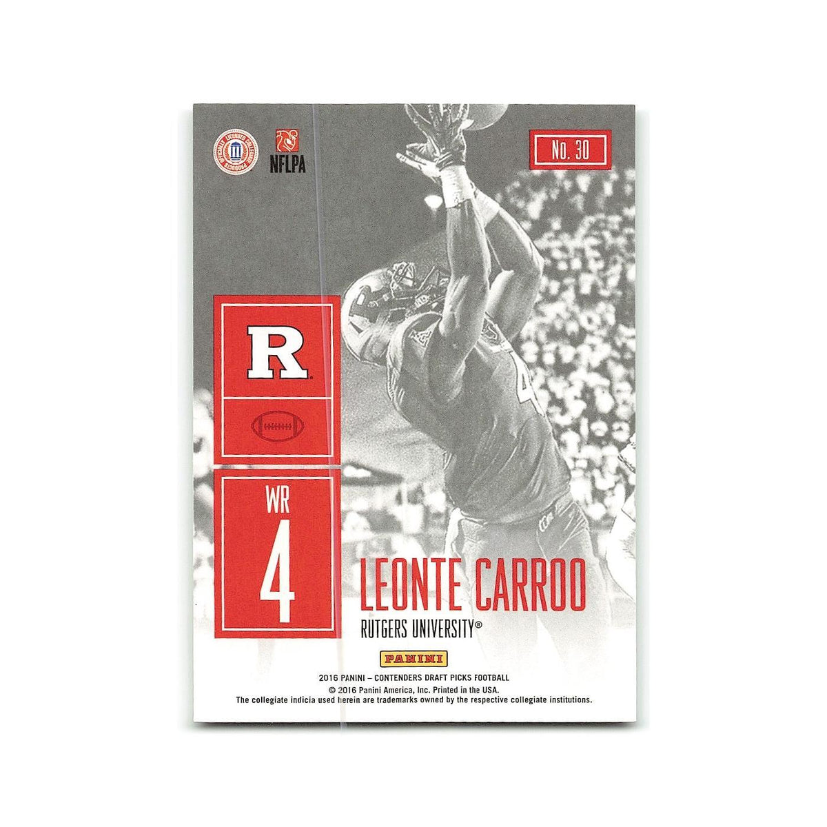 Leonte Carroo 2016 Panini Contenders Draft Picks #30 Rutgers Scarlet Knights NM
