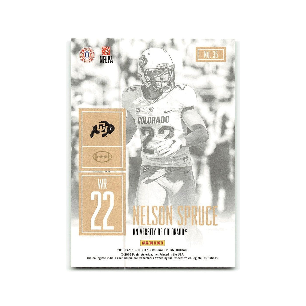 Nelson Spruce 2016 Panini Contenders Draft Picks #35 Colorado Buffaloes NM