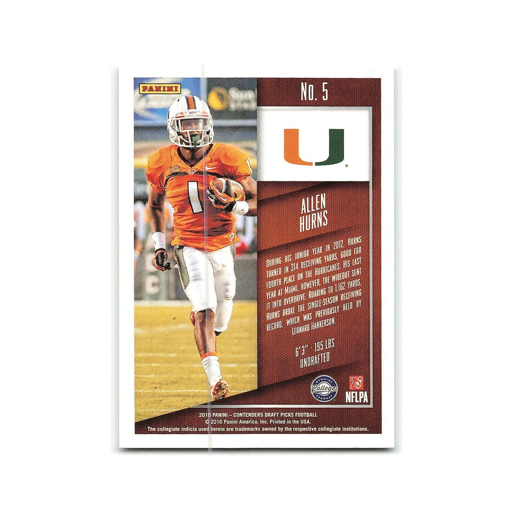 Allen Hurns 2016 Panini Contenders Draft Picks #5 Miami Hurricanes NM