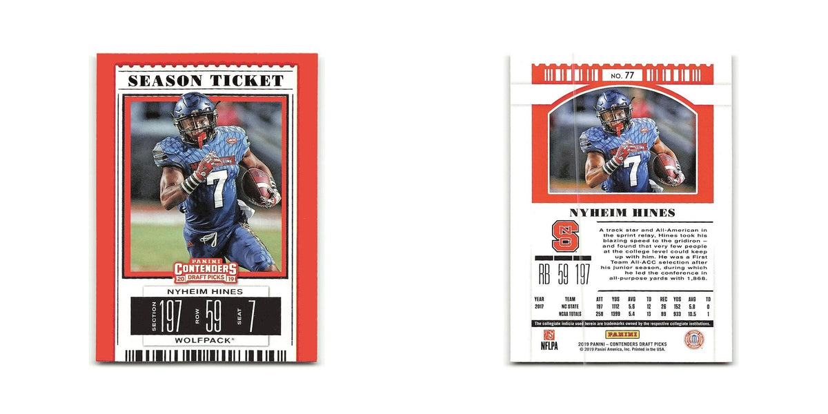 Nyheim Hines 2019 Panini Contenders Draft Picks #77 NC State Wolfpack NM