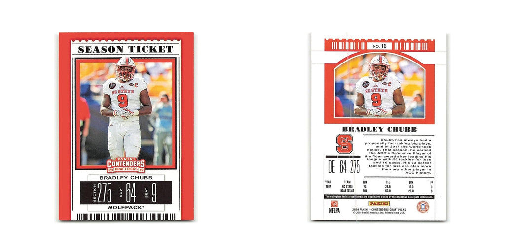 Bradley Chubb 2019 Panini Contenders Draft Picks #16 NC State Wolfpack NM