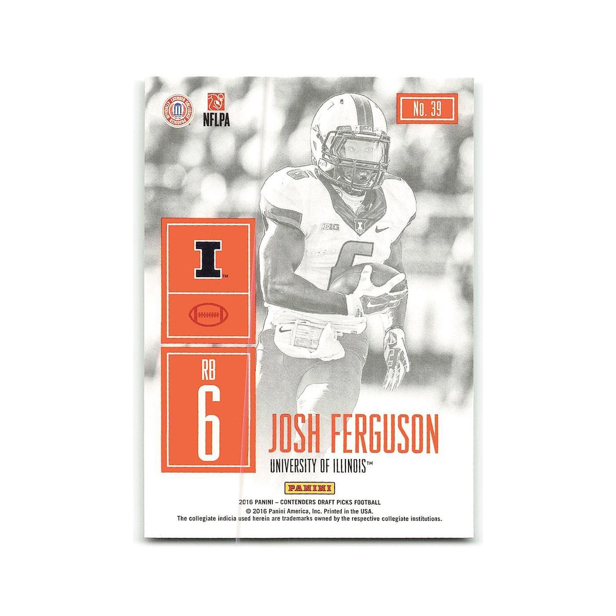 Josh Ferguson 2016 Panini Contenders Draft Picks #39 Illinois Fighting Illini NM
