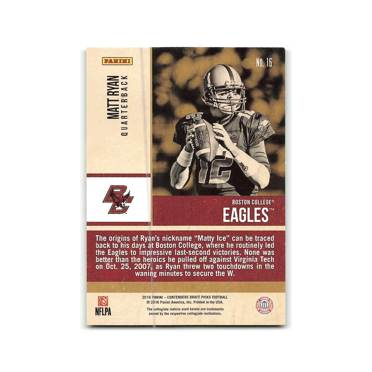 Matt Ryan 2016 Panini Contenders Draft Picks Old School Colors #16 NM