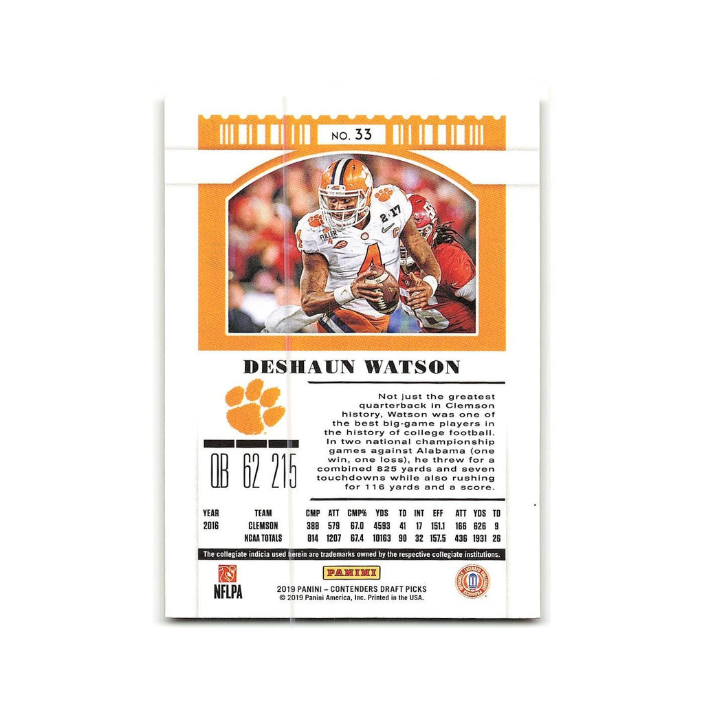 Deshaun Watson 2019 Panini Contenders Draft Picks #33 Clemson Tigers NM