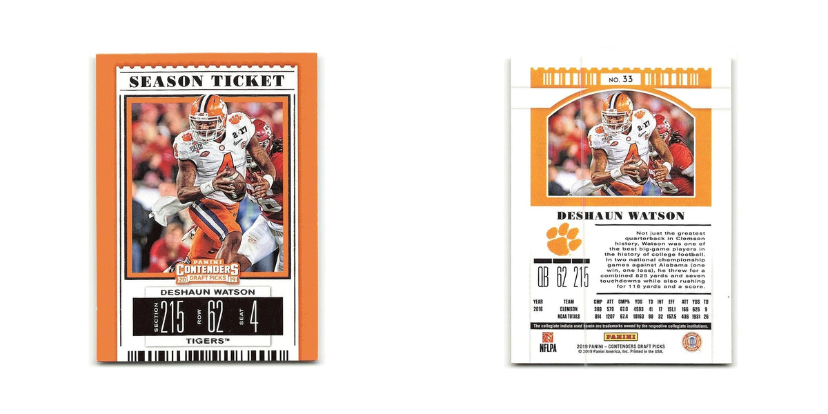 Deshaun Watson 2019 Panini Contenders Draft Picks #33 Clemson Tigers NM