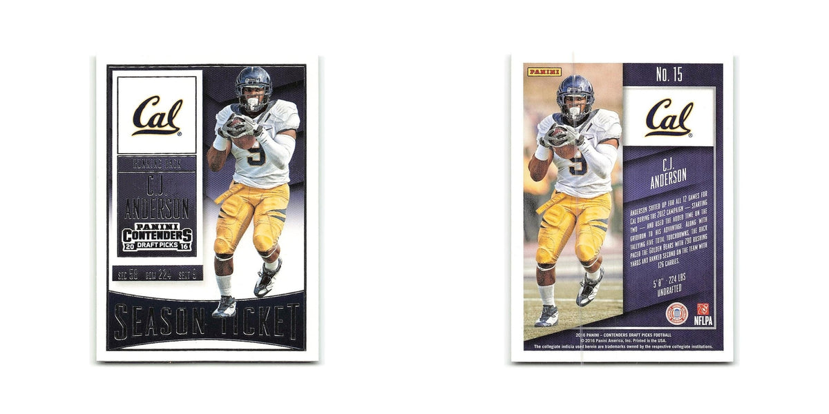 C.J. Anderson 2016 Panini Contenders Draft Picks #15 California Golden Bears NM