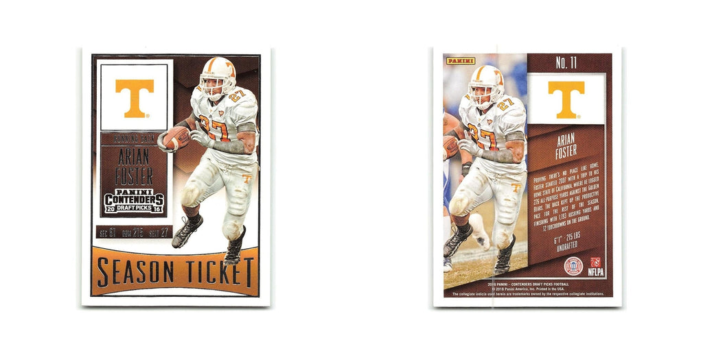Arian Foster 2016 Panini Contenders Draft Picks #11 Tennessee Volunteers NM
