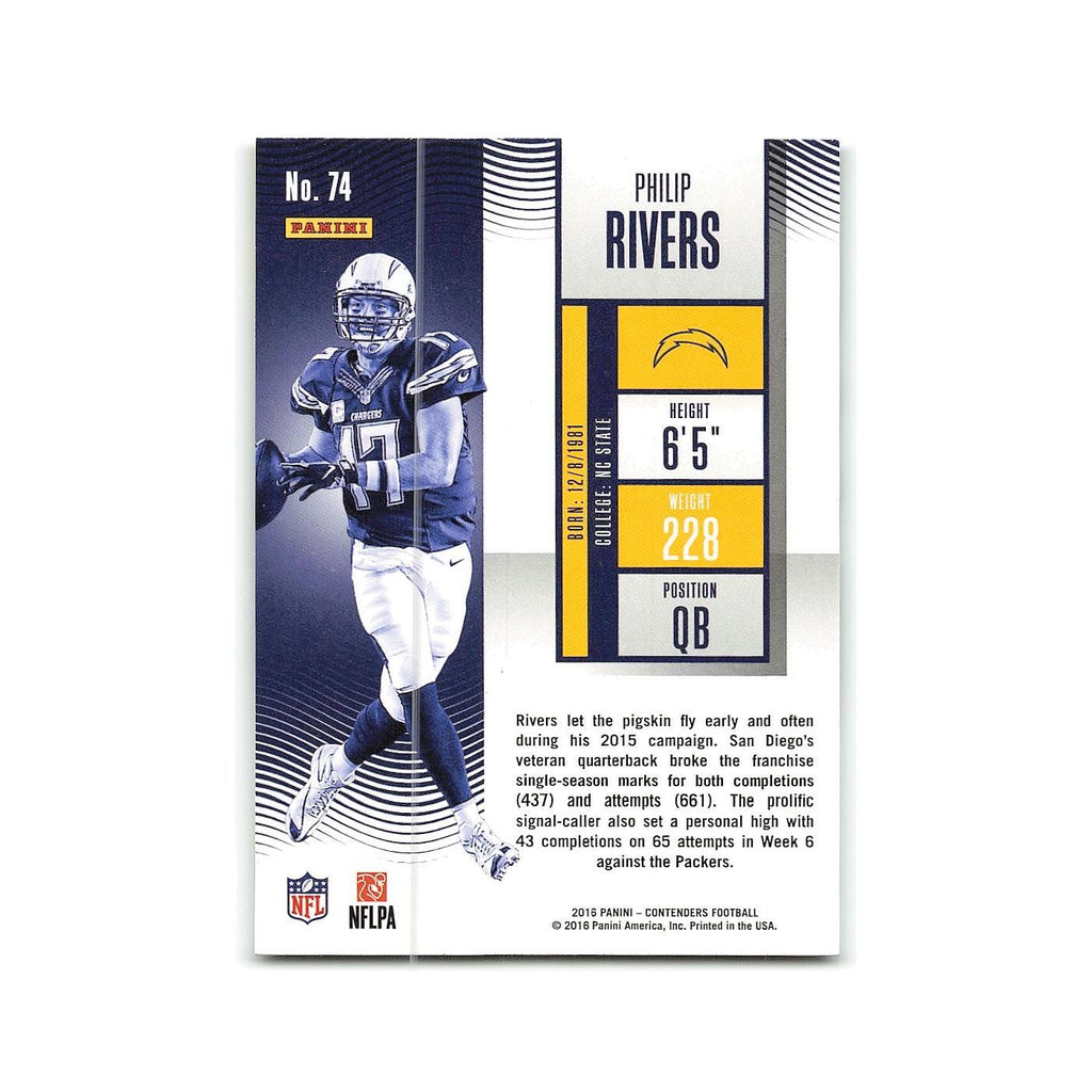 Philip Rivers 2016 Panini Contenders #74 San Diego Chargers Football Card NM