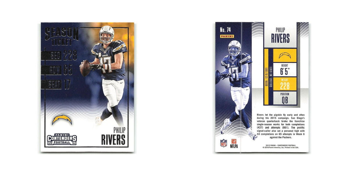 Philip Rivers 2016 Panini Contenders #74 San Diego Chargers Football Card NM