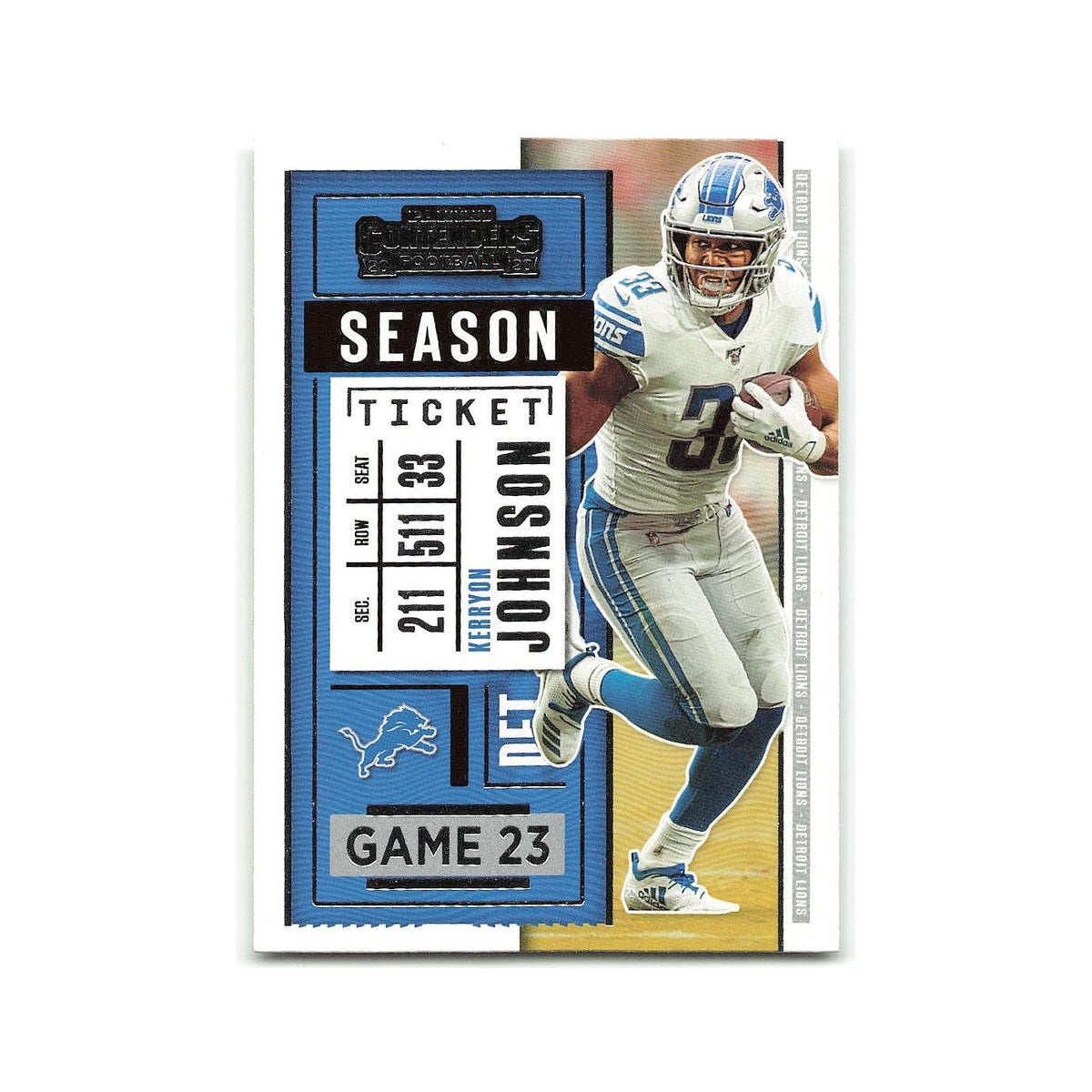 Kerryon Johnson 2020 Panini Contenders #68 Detroit Lions Football Card NM