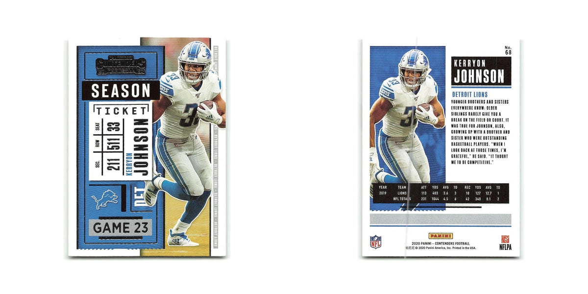 Kerryon Johnson 2020 Panini Contenders #68 Detroit Lions Football Card NM