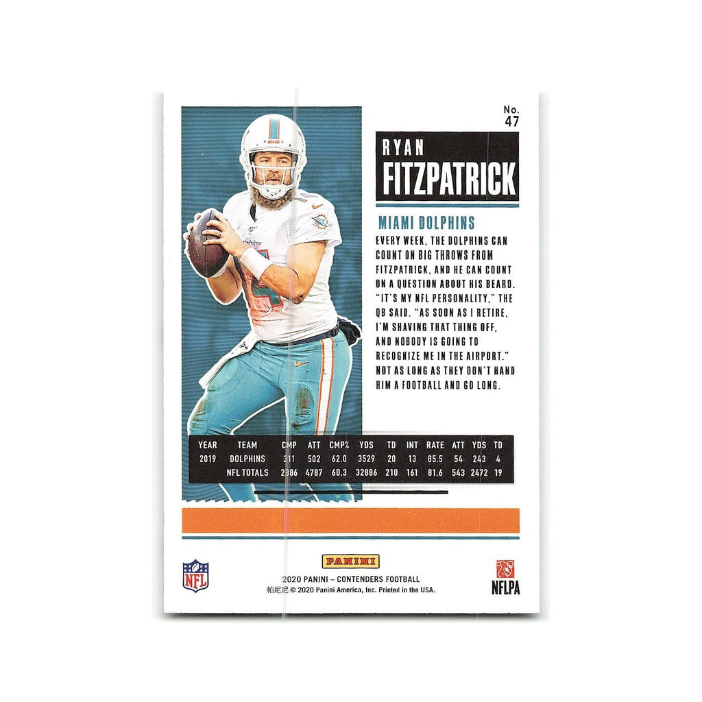 Ryan Fitzpatrick 2020 Panini Contenders #47 Miami Dolphins Football Card NM