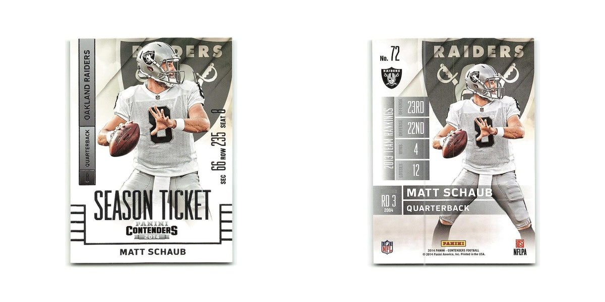 Matt Schaub 2014 Panini Contenders #72 Oakland Raiders Football Card NM
