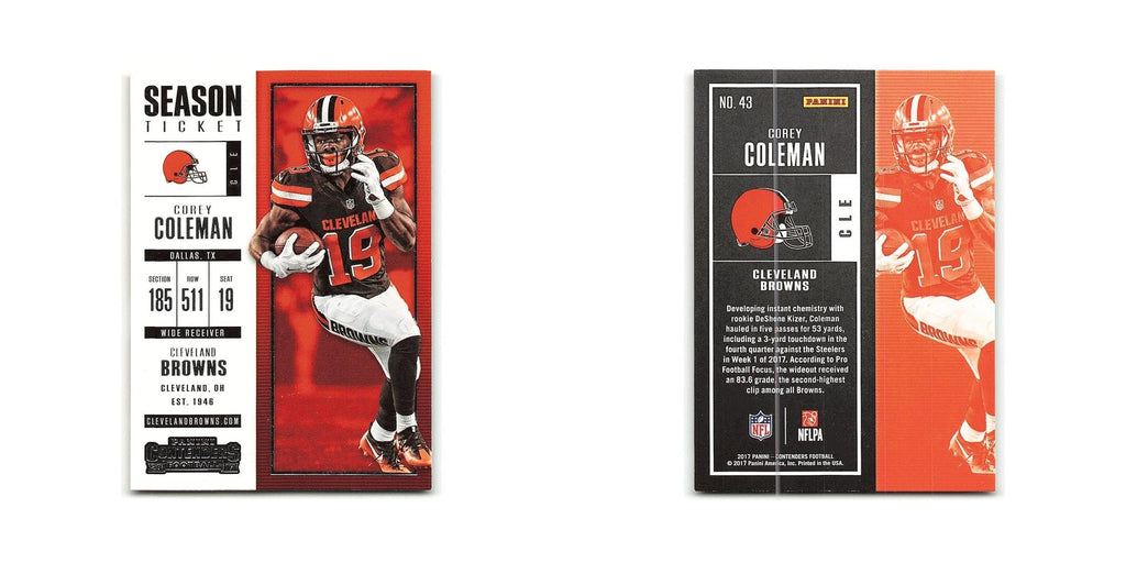 Corey Coleman 2017 Panini Contenders #43 Cleveland Browns Football Card NM