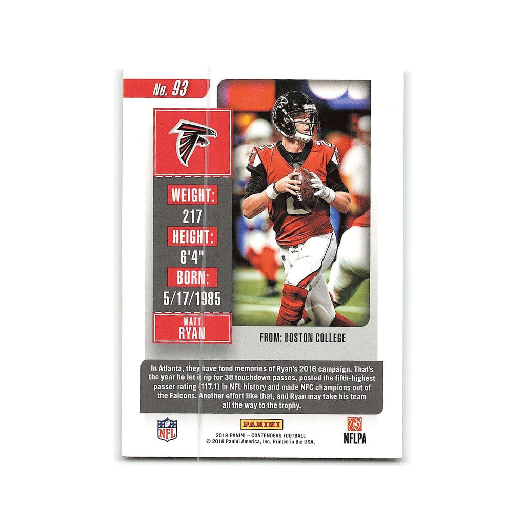 Matt Ryan 2018 Panini Contenders #93 Atlanta Falcons Football Card NM