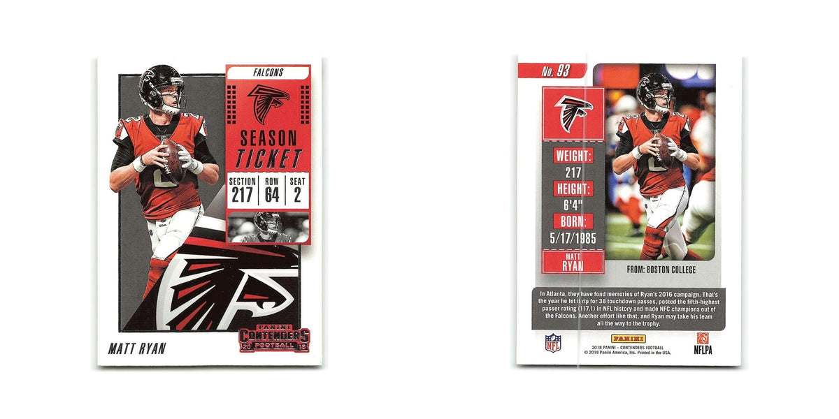 Matt Ryan 2018 Panini Contenders #93 Atlanta Falcons Football Card NM
