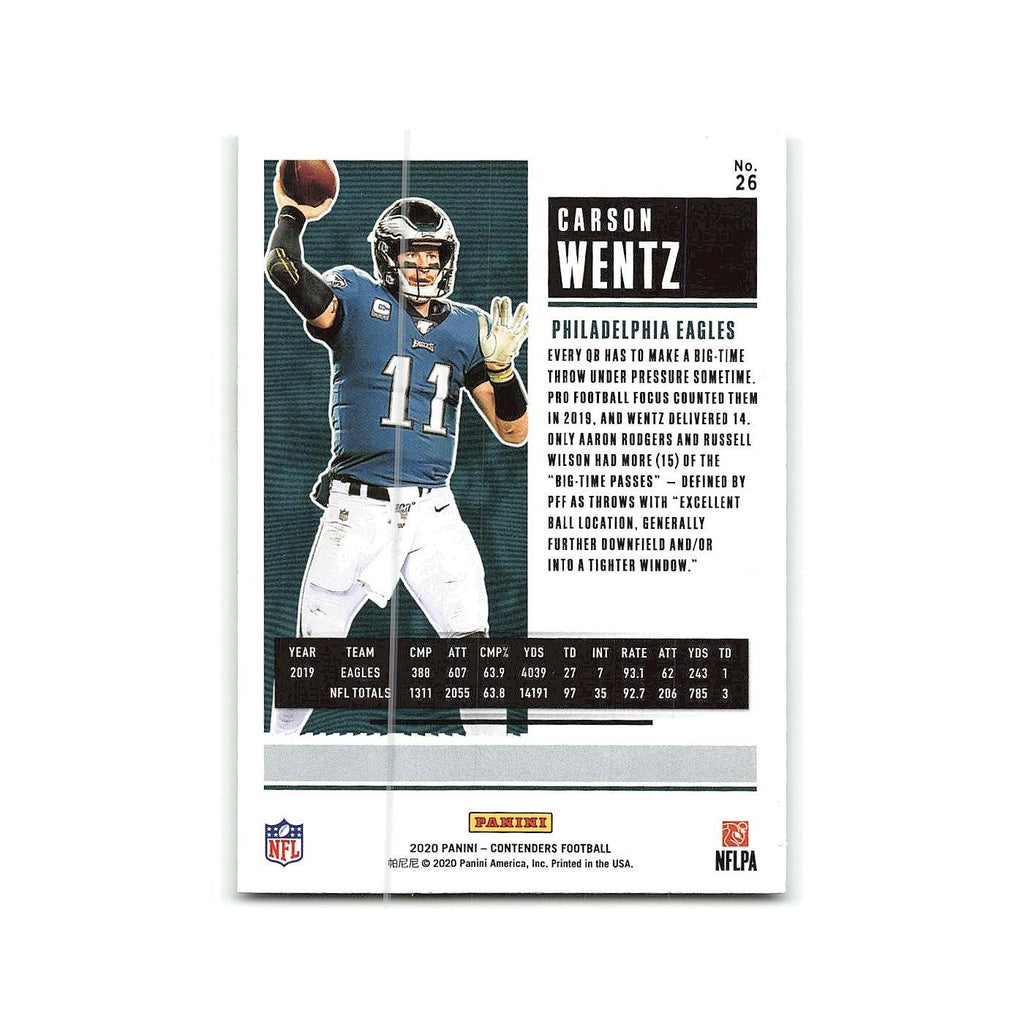 Carson Wentz 2020 Panini Contenders #26 Philadelphia Eagles Football Card NM