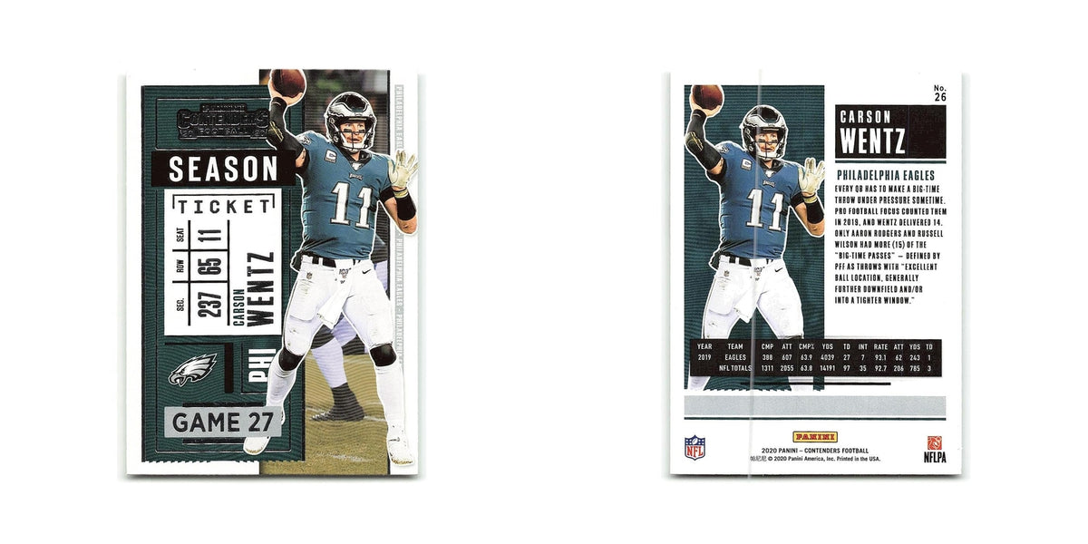 Carson Wentz 2020 Panini Contenders #26 Philadelphia Eagles Football Card NM