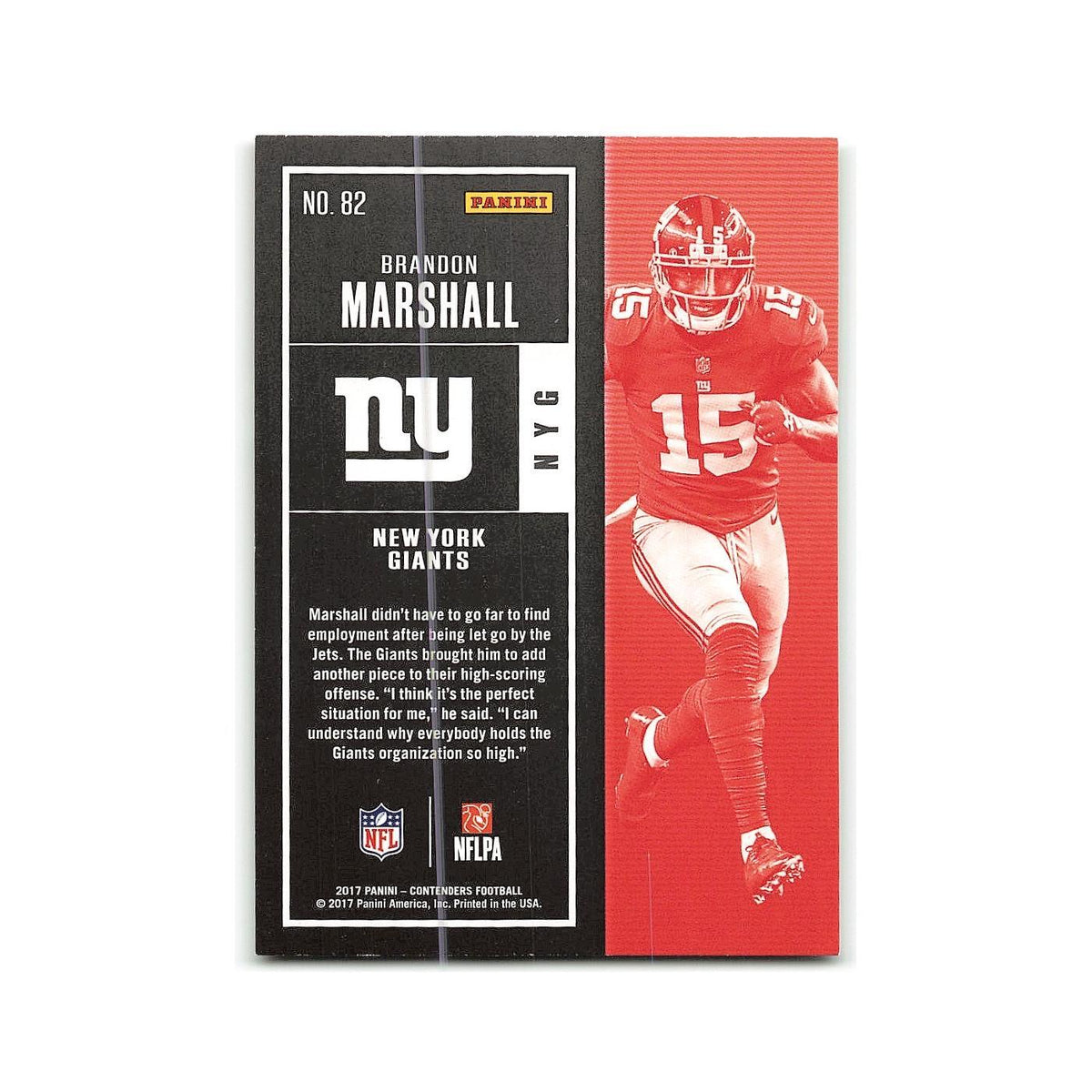 Brandon Marshall 2017 Panini Contenders #82 New York Giants Football Card NM
