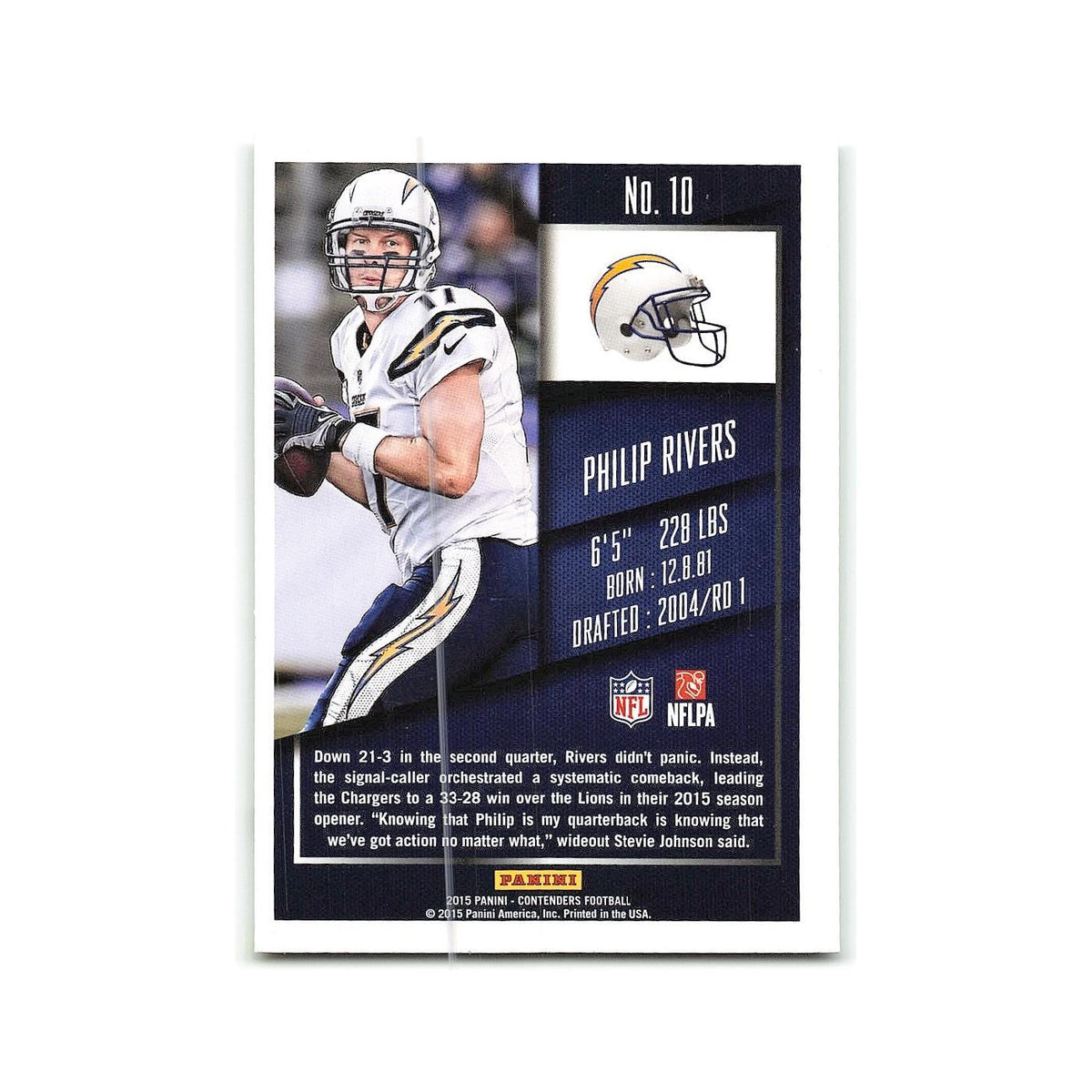 Philip Rivers 2015 Panini Contenders #10 San Diego Chargers Football Card NM