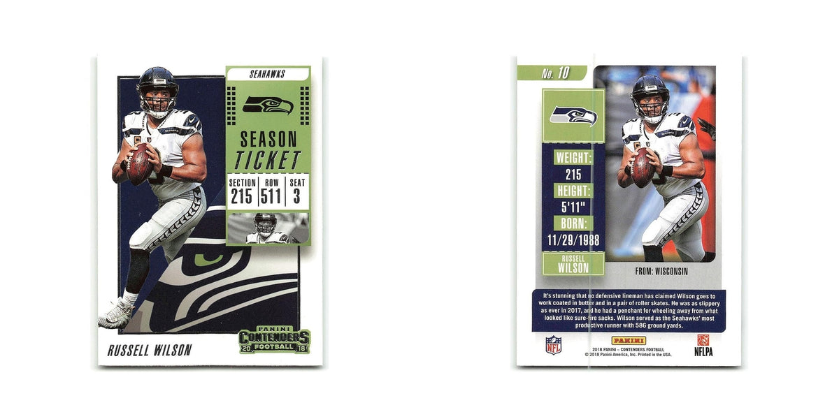 Russell Wilson 2018 Panini Contenders #10 Seattle Seahawks Football Card NM