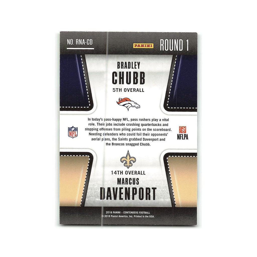 Bradley Chubb Marcus Davenport 2018 Panini Contenders Round Numbers #RNA-CD NM