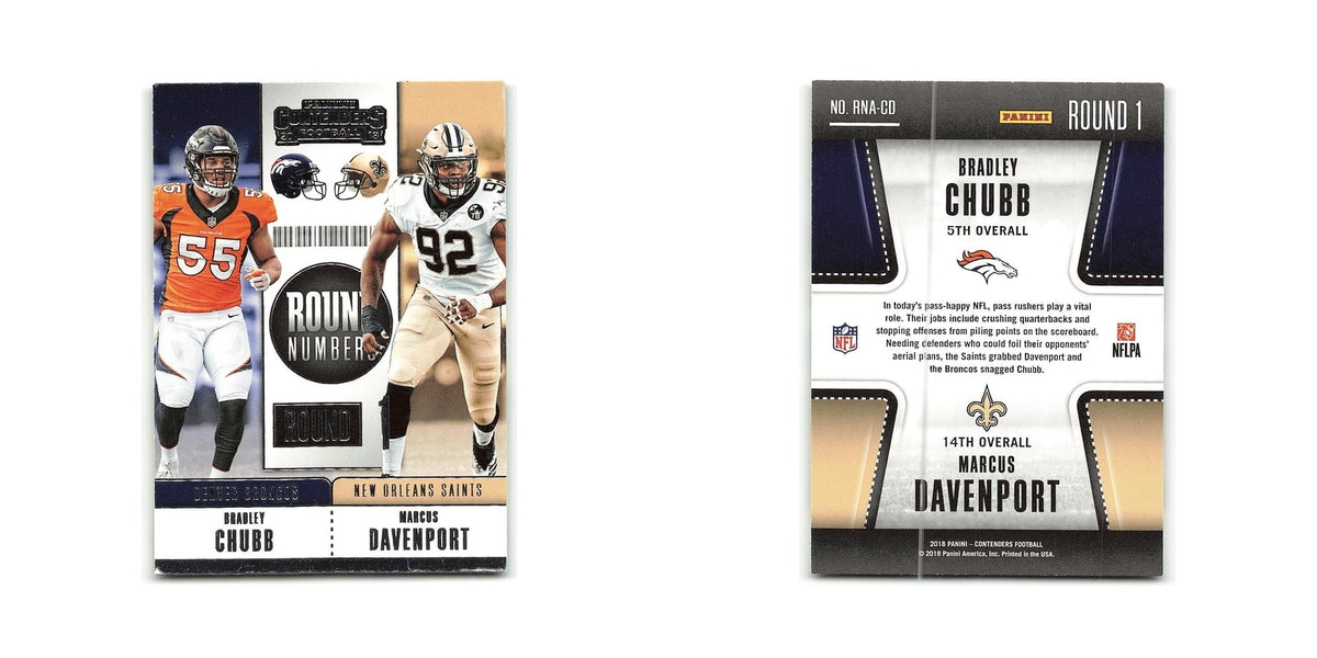 Bradley Chubb Marcus Davenport 2018 Panini Contenders Round Numbers #RNA-CD NM