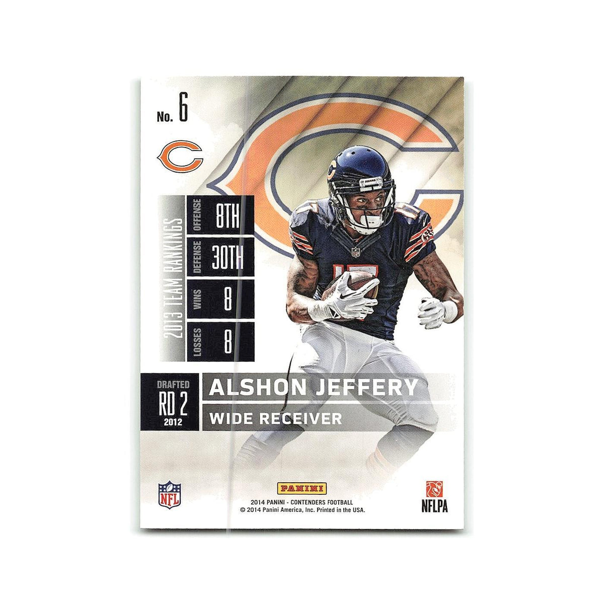 Alshon Jeffery 2014 Panini Contenders #6 Chicago Bears Football Card NM