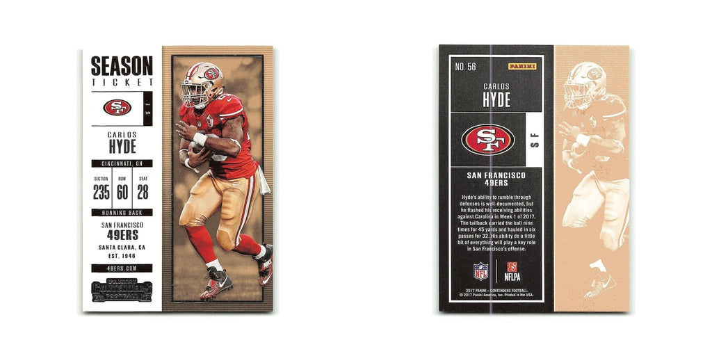 Carlos Hyde 2017 Panini Contenders #56 San Francisco 49ers Football Card NM