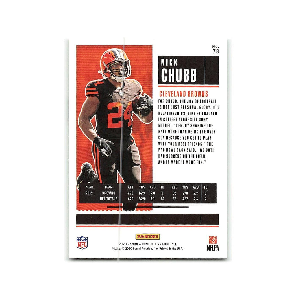 Nick Chubb 2020 Panini Contenders #78 Cleveland Browns Football Card NM