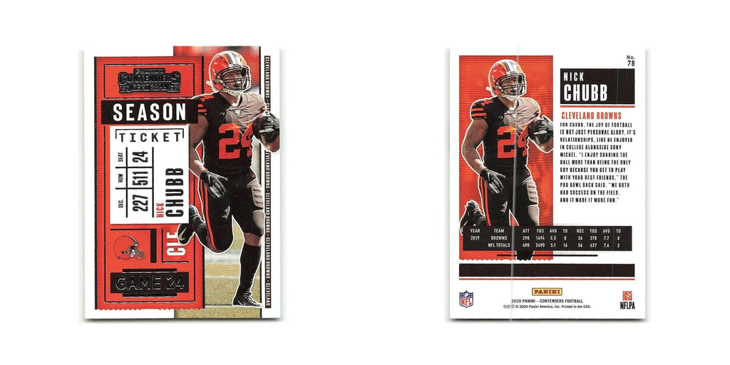 Nick Chubb 2020 Panini Contenders #78 Cleveland Browns Football Card NM
