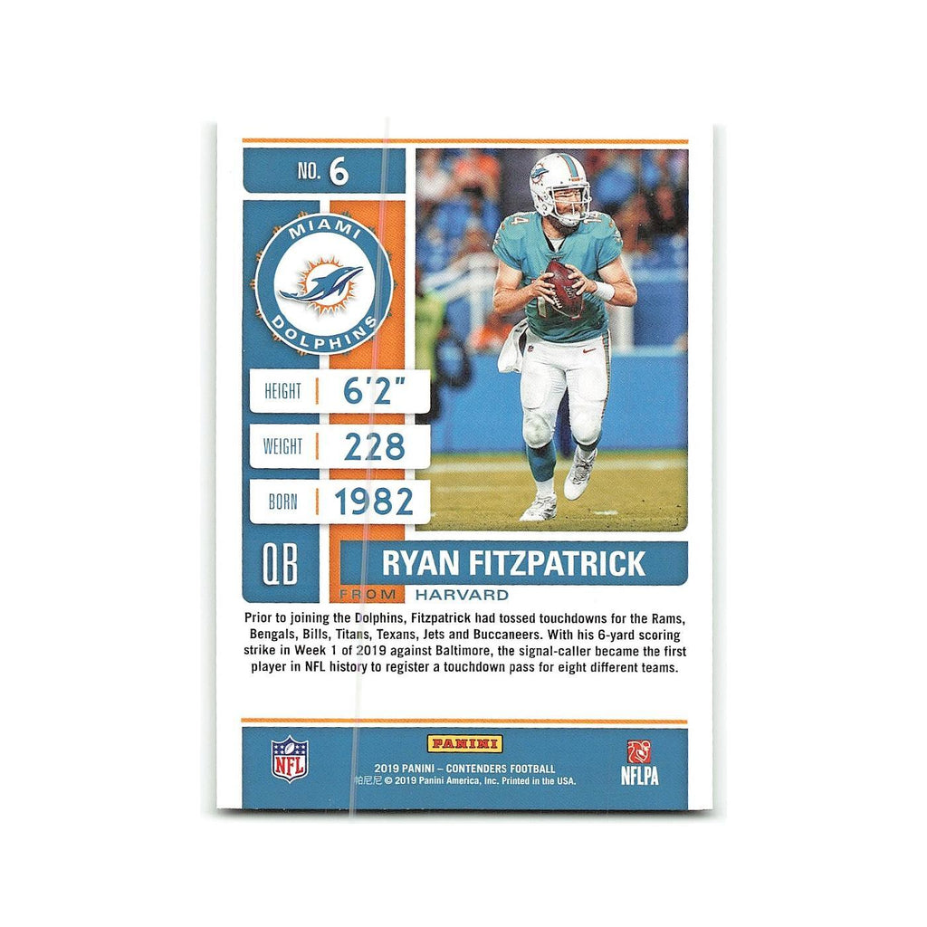 Ryan Fitzpatrick 2019 Panini Contenders #6 Miami Dolphins Football Card NM