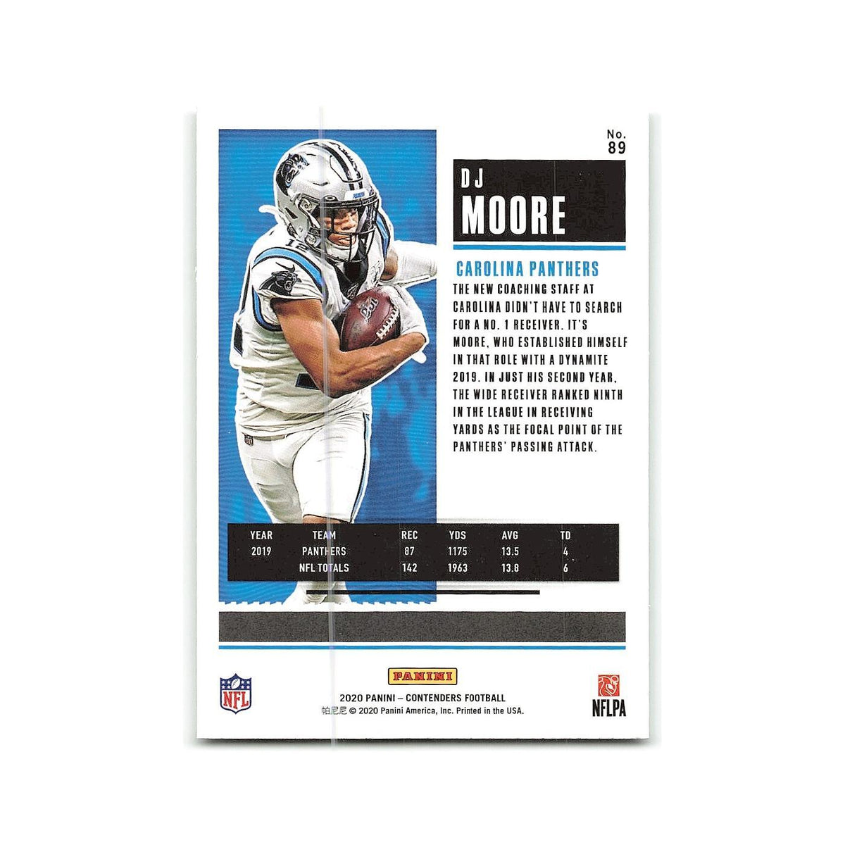 DJ Moore 2020 Panini Contenders #89 Carolina Panthers Football Card NM