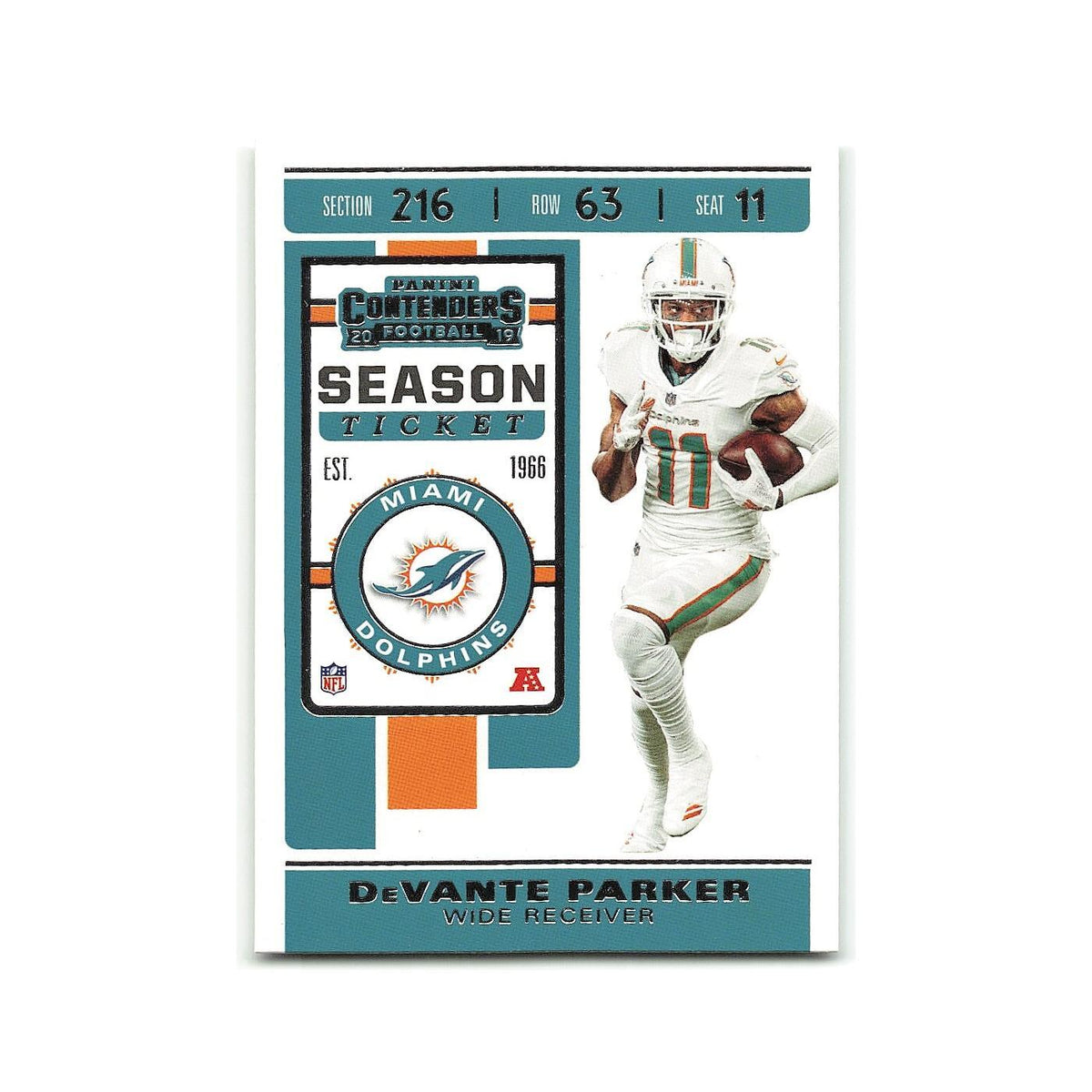 DeVante Parker 2019 Panini Contenders #8 Miami Dolphins Football Card NM